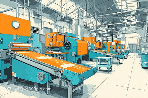 工廠內(nèi)部有多臺大型機械設(shè)備